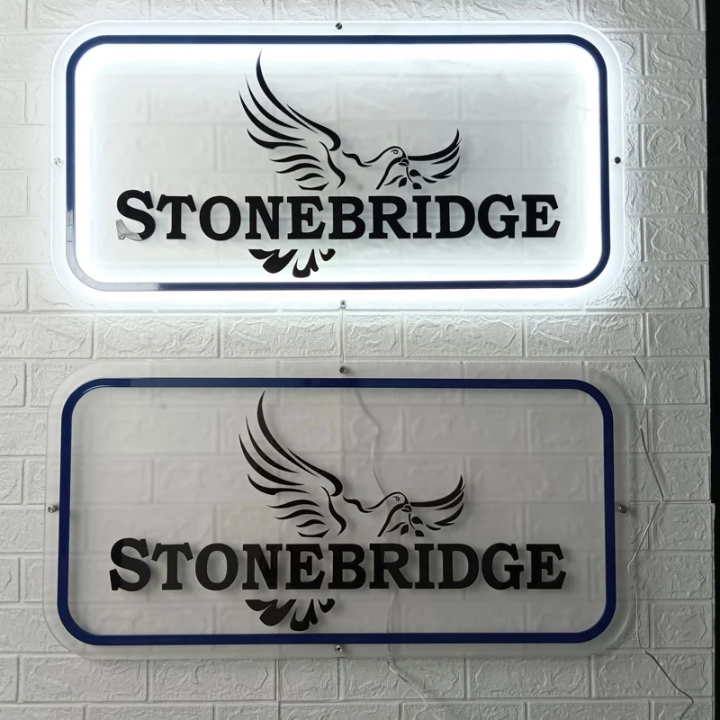 Kexian Custom Advertising Signs Indoor Round Business Sign Backlit Acrylic Logo Sign Board LED Brand Name Logo Wall