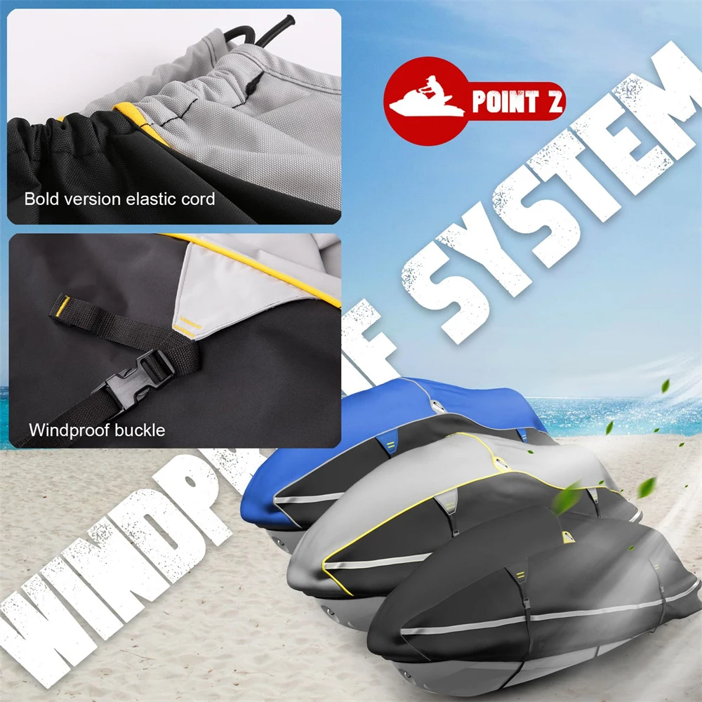 600D UV Resistant 2-3 Seats Trailerable Jetski Cover PWC Cover Waterproof Jet Ski Cover Fits For Yamaha Sea-Doo Kawas