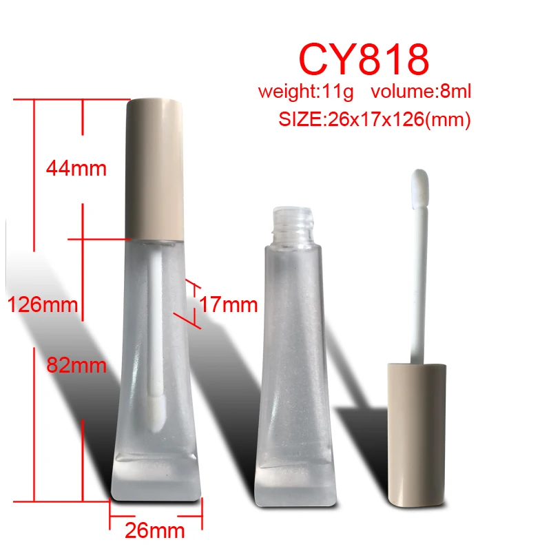 CY818 Custom 8ml clear squeeze bottles lipgloss tube Mascara cream cosmetic package container plastic tube with matte black caps