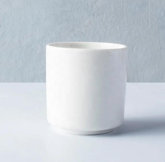 
Japanese household tea set cup white no hand white porcelain hand cup restaurant practical round straight ceramic cup 