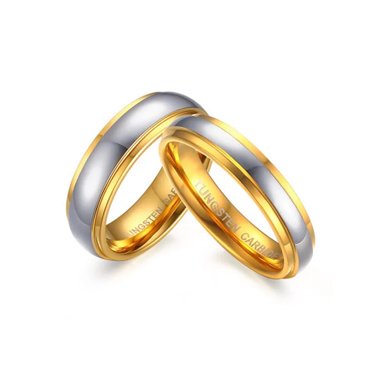 
High Quality Tungsten Carbide Stainless Steel Matte Gold Silver Plated Women Men Jewelry Couple Rings 