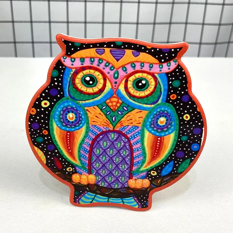 
Promotional ceramic owl shape coaster for mugs heat-resistant placemat for dinks with cork base 