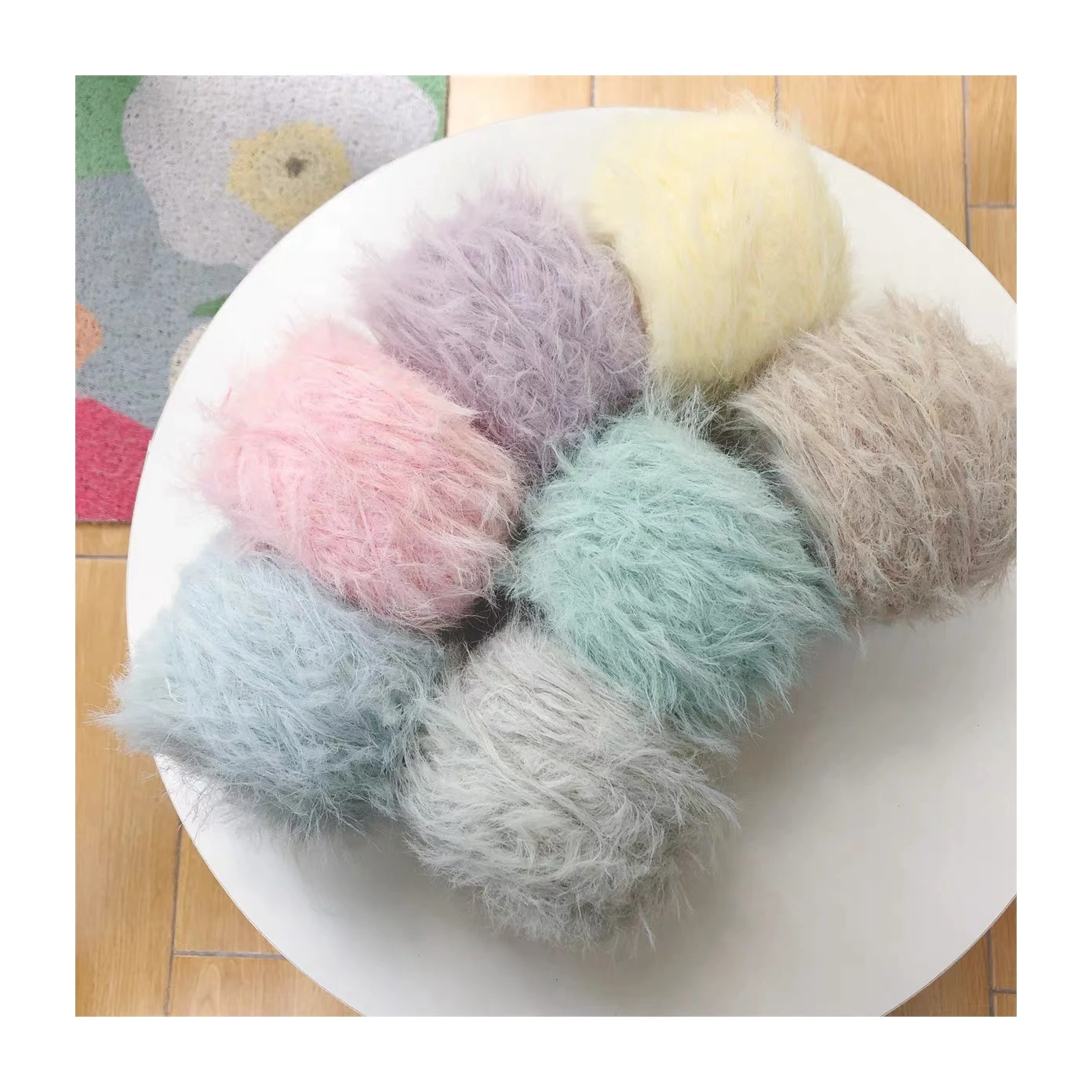 2023 Hand-knitted sweater scarf socks nylon thread fancy feather yarn nylon mink yarn for knitting