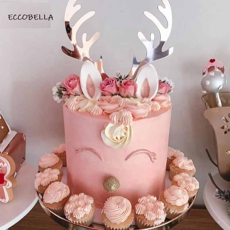 Hot sale elk antler acrylic cake decorating supplies Christmas cake topper