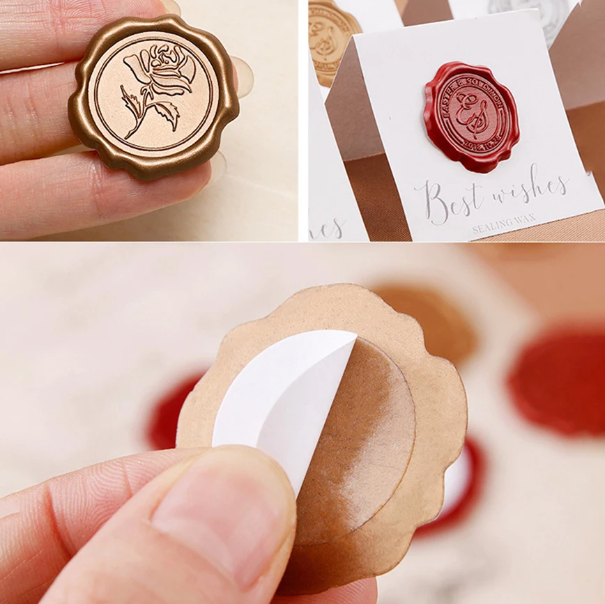 Customized 100pc Logo Wax Seal Sticker Envelope Sealing for Wedding Invitations & Wine Featuring Unique Wine Wax Particles
