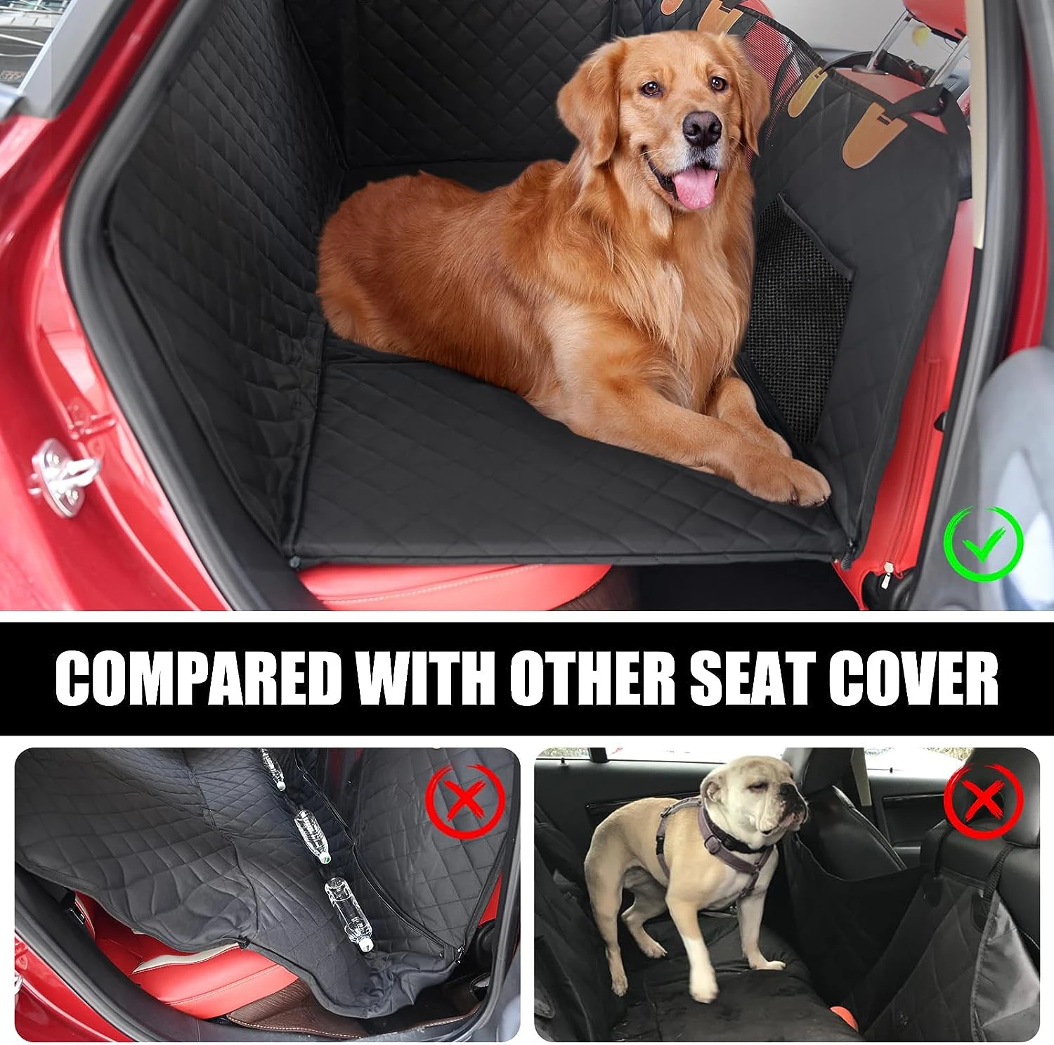 Hard Bottom Dog Car Seat Cover for Back Seat Extender for Dogs Dog Hammock  Camping Bed  for Travel Backseat Car SUV Truck