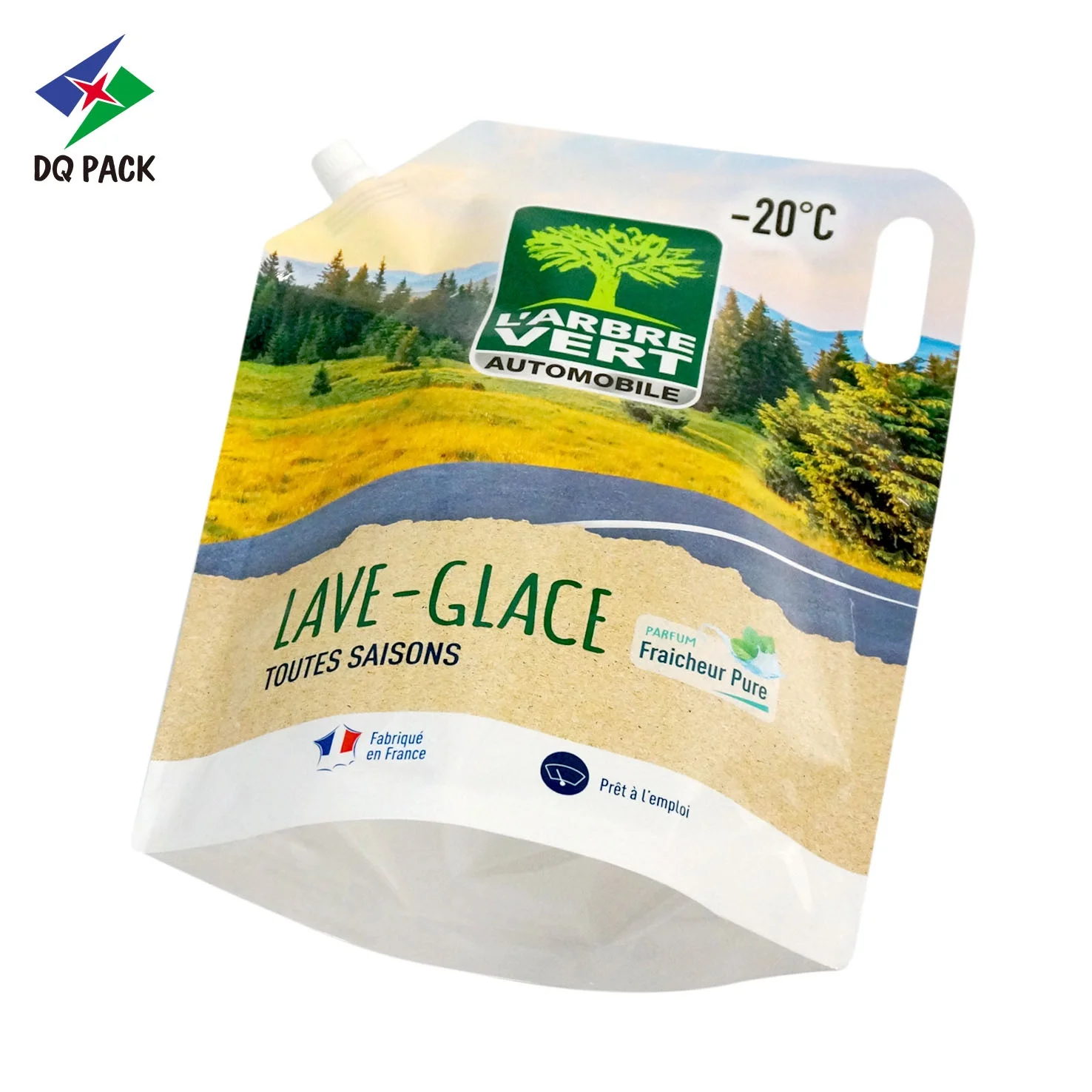 DQ PACK Custom Washer Fluid Liquid Packaging Plastic Bag  Spout Pouch With Handle