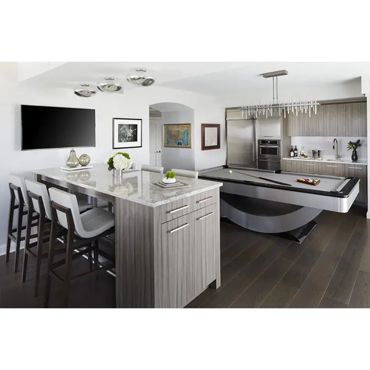 Hasin luxury popular furniture modular readymade aluminum pullout basket large grey kitchen cabinets