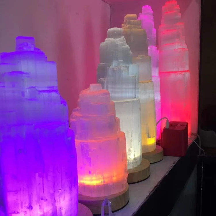 Natural High Quality Selenite Crystal Selenite Wand Lamps Gypsum Crystal Tower Crystal Lamp for Decoration