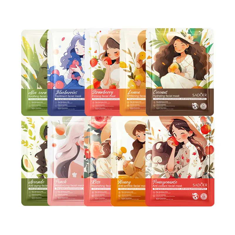 OEM SADOER Private Label Beauty Products Organic Plant Fruit Facial Mask Moisture Repair Skin Blueberry Coconut