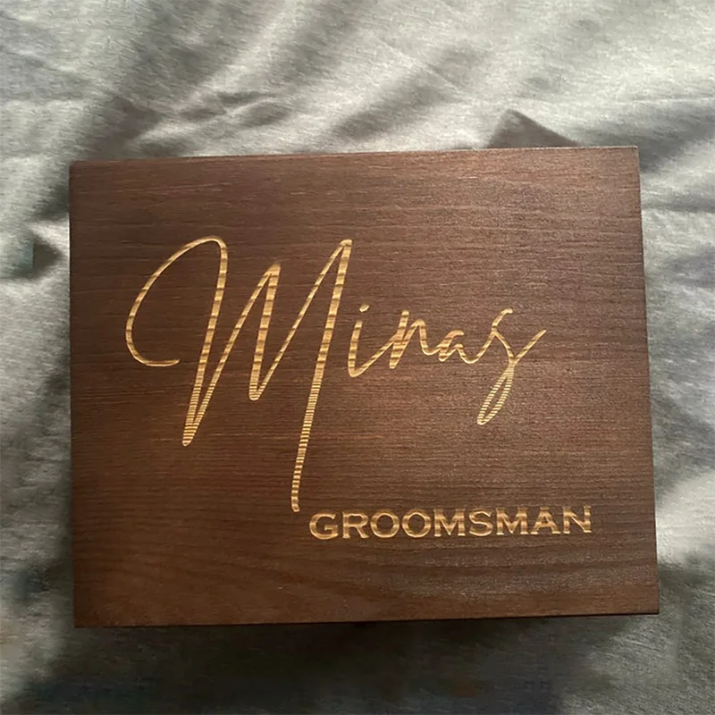 Pan wedding memory box handmade engrave logo photo Album souvenir gift packaging box wooden Keepsake Box