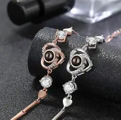 OEM Sterling Silver Copper Best Friend Bracelet Packaging Custom Picture Projection Couple Bracelet Ankle Bracelets for Women