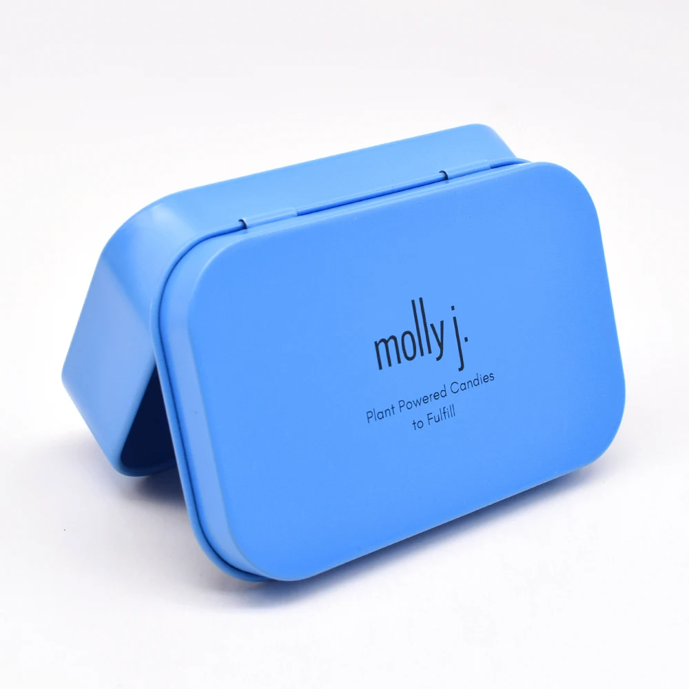 Custom Logo Rectangular Black Silver Gift Tool Storage Candy Hinge Tin Case Packaging Metal Small Custom Tin Box