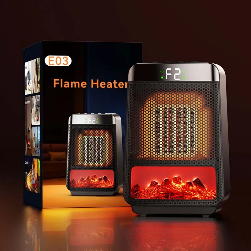 Fireplace Rapid Expansion Flame Heater Home Desktop Flame Heater with Overheat Protection Thermostat Control Air Heater Fan