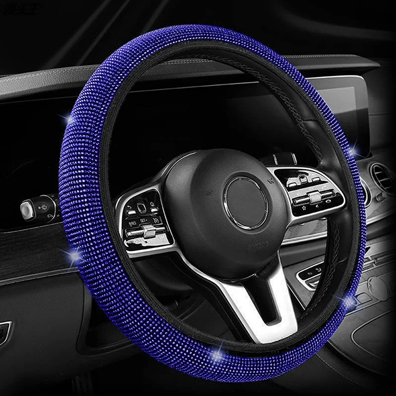 General Motors Sports Style PU Steering Wheel Cover Full Drill with Elastic No Inner Ring Auto Parts