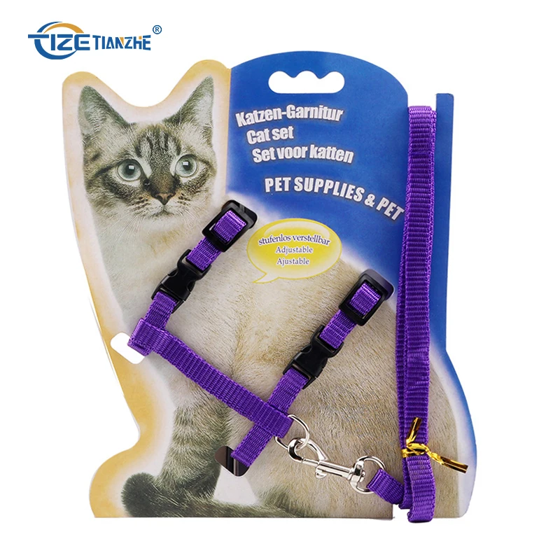 Wholesale Nylon Multiple Colors Small Dog and Cat Harness and Leash Set