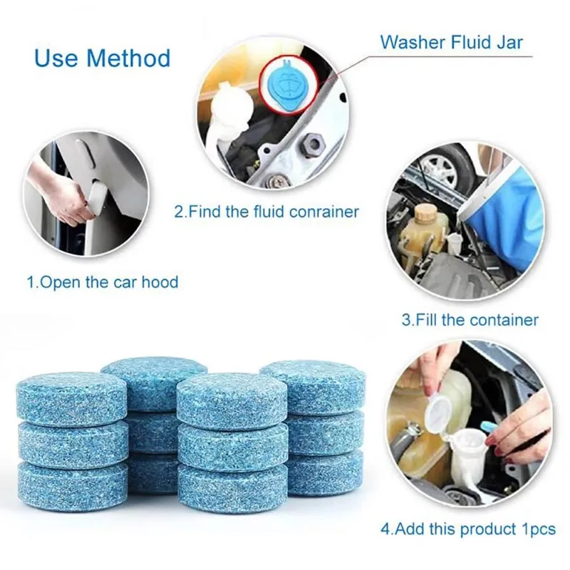 Auto Car Glass Wipe Cleaning Tablets Concentrated Soaking Detergent Windscreen Glass Cleaning Washing Tablets