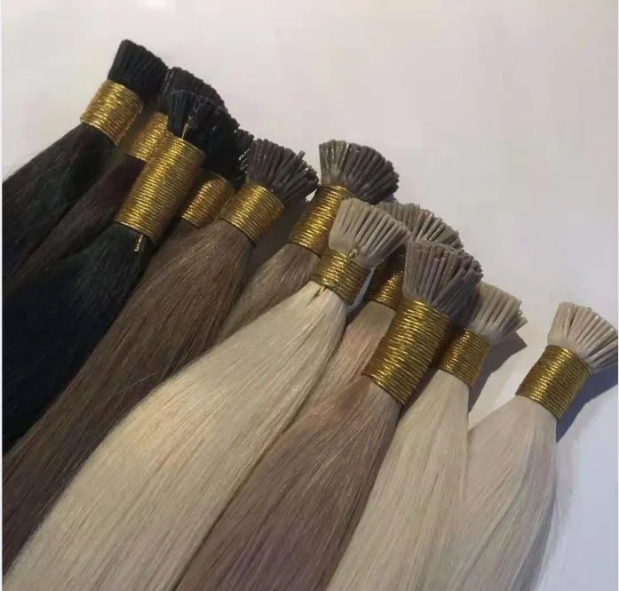 Wholesale Virgin Cuticle Aligned Russian Itip Hair Extension Keratin Stick I Tip Remy Human Hair Extensions High Quality Hiar