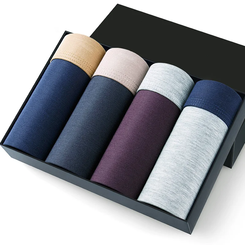 Sexy plus size boxers loose fat man youth mid-waist boxers casual solid underwear comfortable seamless custom logo color