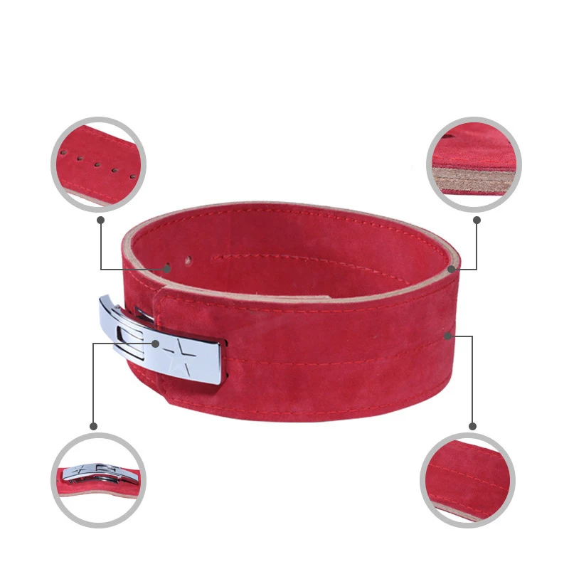 Strength lifting fitness belt squat hard pull four layers of cowhide men and women lifting lever buckle fitness belt belt guard