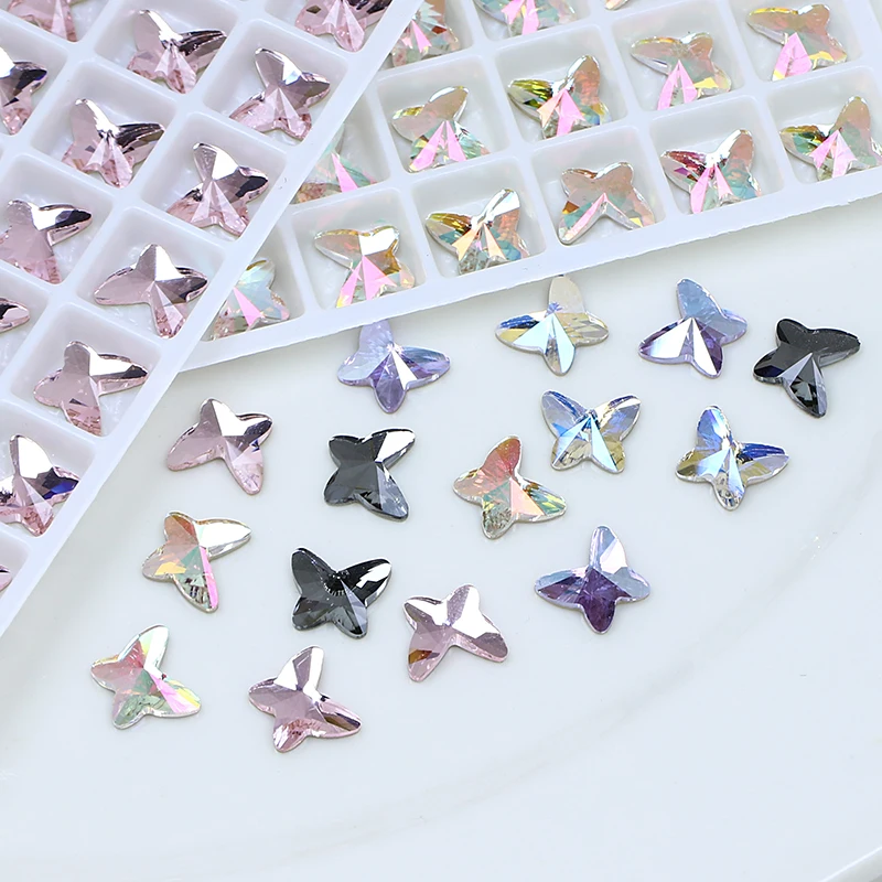 High Quality K9 crystal Fancy Stone butterfly Shape flat Back Rhinestones wholesale crystal For Nails jewelry accessories