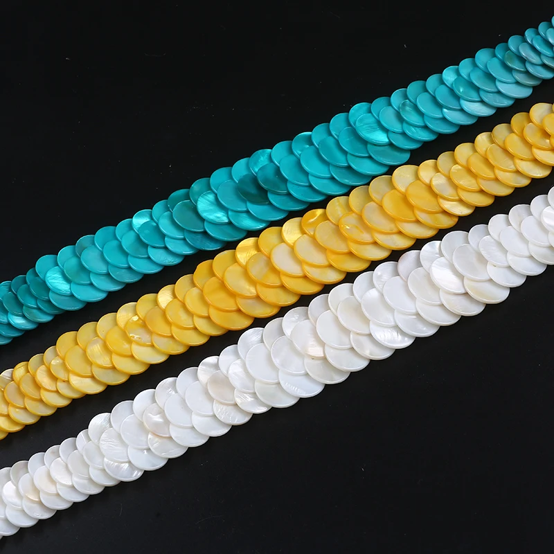 Hotsale summer style chunky white multi color shell mother of pearl bead Dragon scales necklace