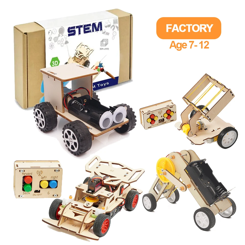 Custom development promotional drone learning ship model wooden project science experiment educational toys stem kit for kids