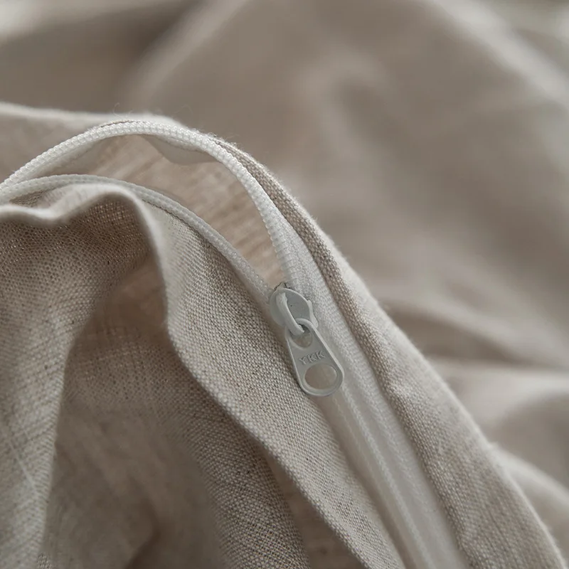 Japan Pure Linen Bedding Sets Queen King Size Embroidery Duvet Cover Flat/Fitted Sheet Bed Linen Hotel Style Home Textiles