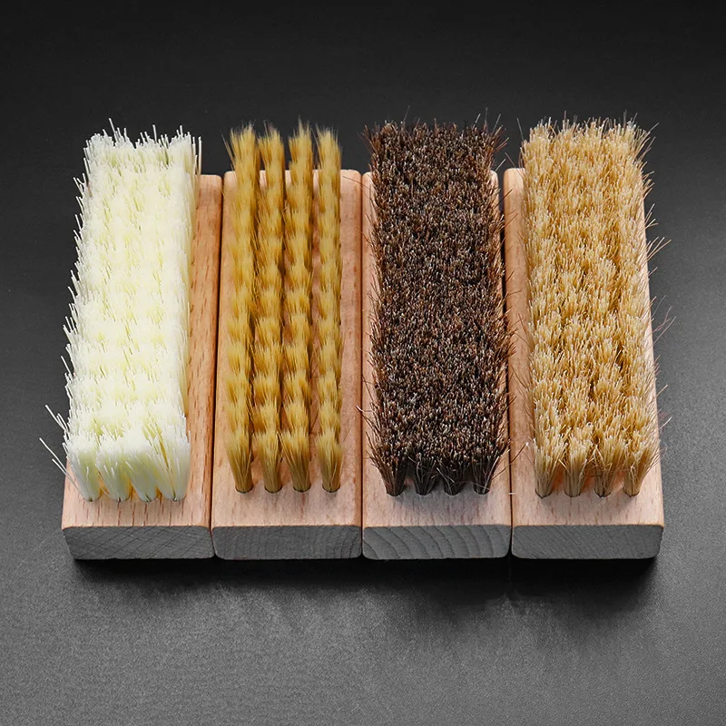 Durable Beech Wooden Handle PP Nylon Bristle Horse Hair Shoe Cleaning Brushes