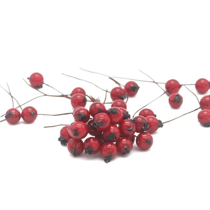 50pcs/lot Mini Fake Fruit Berries Artificial Pomegranate Cherry Stamen For Cake Christmas Decoration