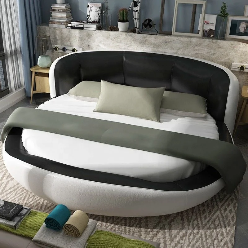 Hotel Luxury Round Double Bedroom Furniture Solid Wood King Bed