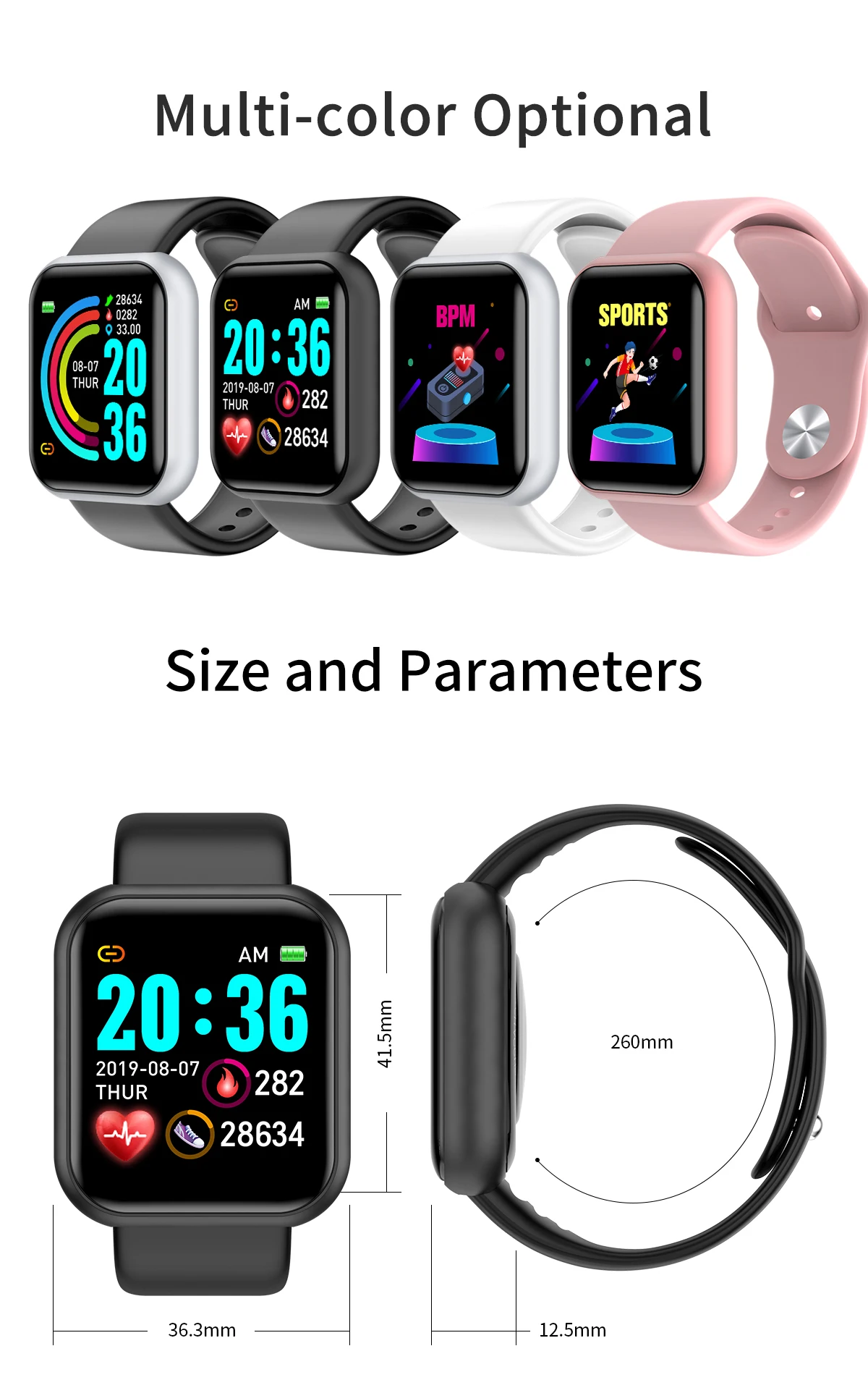Y68/D20 Amazon Лидер продаж BraceletPhones напоминание Водонепроницаемость Спорт Здоровье Android