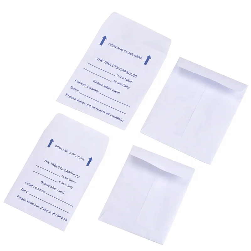 OEM medicine tablets capsules packaging paper envelopes with medicine statement printing