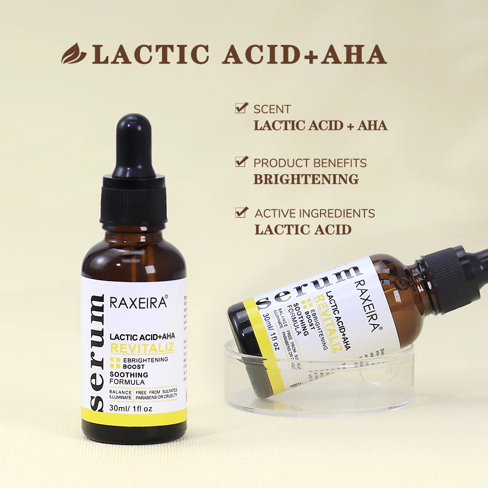 Private Label Soothing Formula Skin Peeling Whitening Glycerin Lactic Acid 7% Revitalize AHA 5% Facial Serum