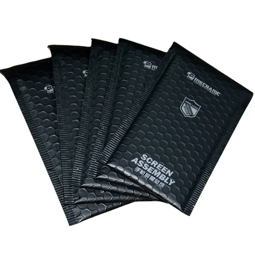 8.5 X 11 Inches Black Poly Bubble Mailer with White Logo Printed