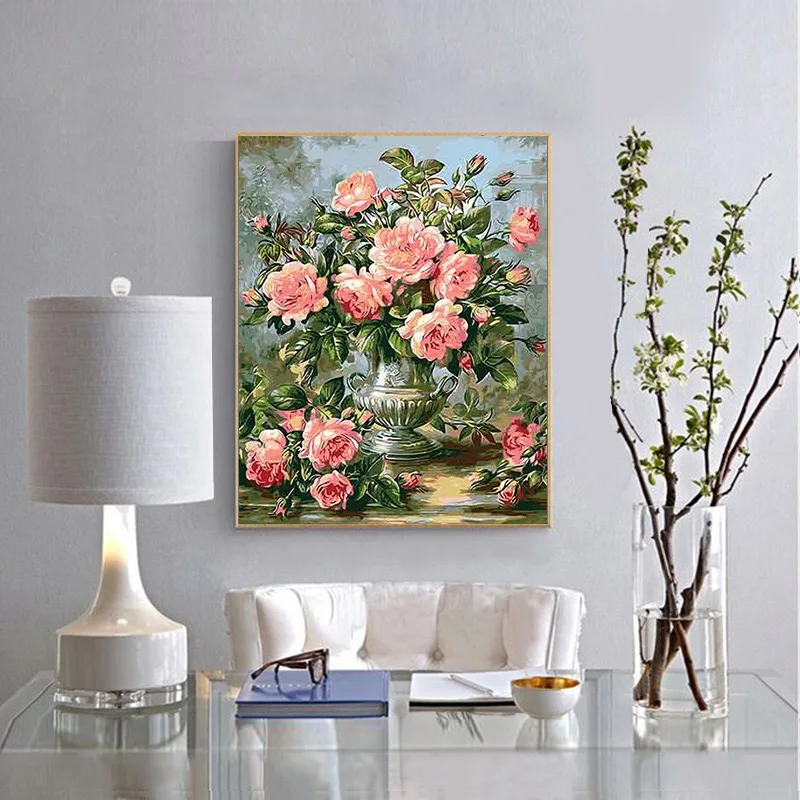 Оптовая продажа и изображениями красочного цветка картины DIY картина маслом на холсте раскраска по номерам комплект для взрослых начинающих простой