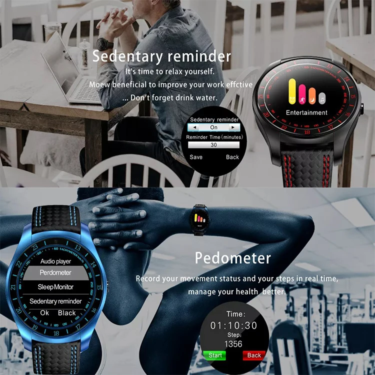 Wholesale Wireless Smartwatch V10 Round Screen Android Smart Watch With Sim Card And Camera Mobile Smart Watch Phones