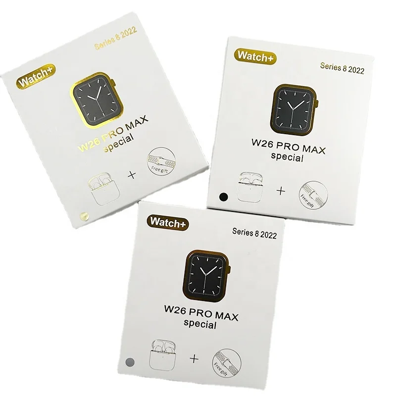 Latest Fashion W26 pro max smart watch with airbuds wireless earphone heart rate 2 in 1 T55 pro max smartwatch with TWS earbuds