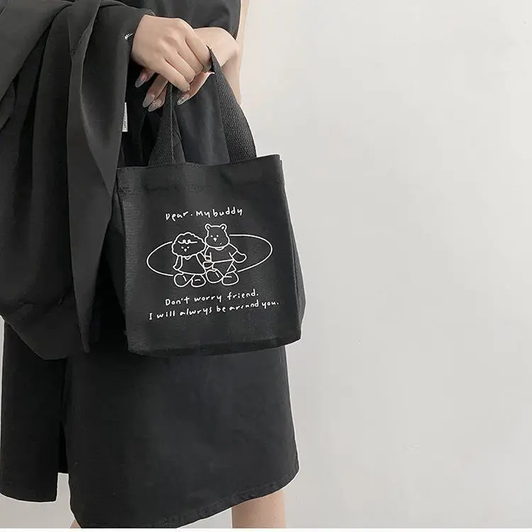 Wholesale New Fashion Portable Recycled Organic Cotton Canvas Mini Small Tote Bag  With Custom Printed logo
