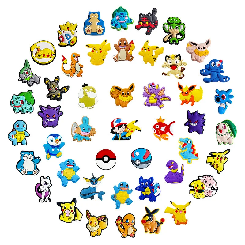 Wholesale Cartoon Pokemoned croc charms anime custom Slipper charms for croc shoes kids gift shoe lace decorations