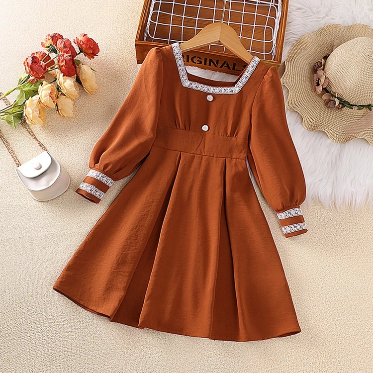 Girl Clothes Kids Clothing Wholesale Big Girls Full Sleeves Kids Toddler Little  Child Babies Winter Girls Dresses