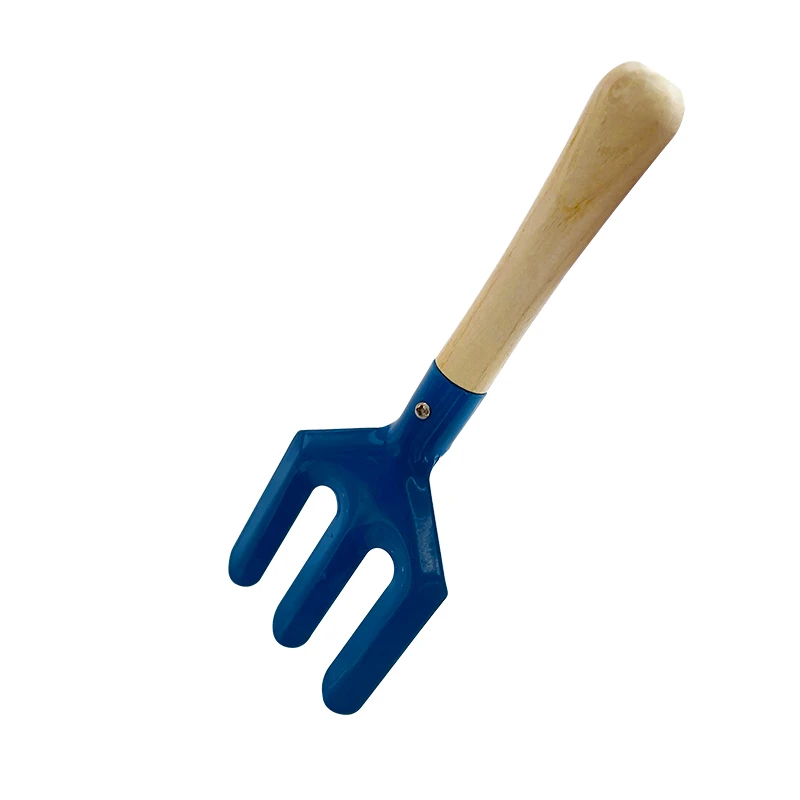 Home Gardening Mini Wooden Handle Carton Steel Kids Set Children Gardening Tools Set With Bag Beach Toys Rake Shovel Trowel Fork