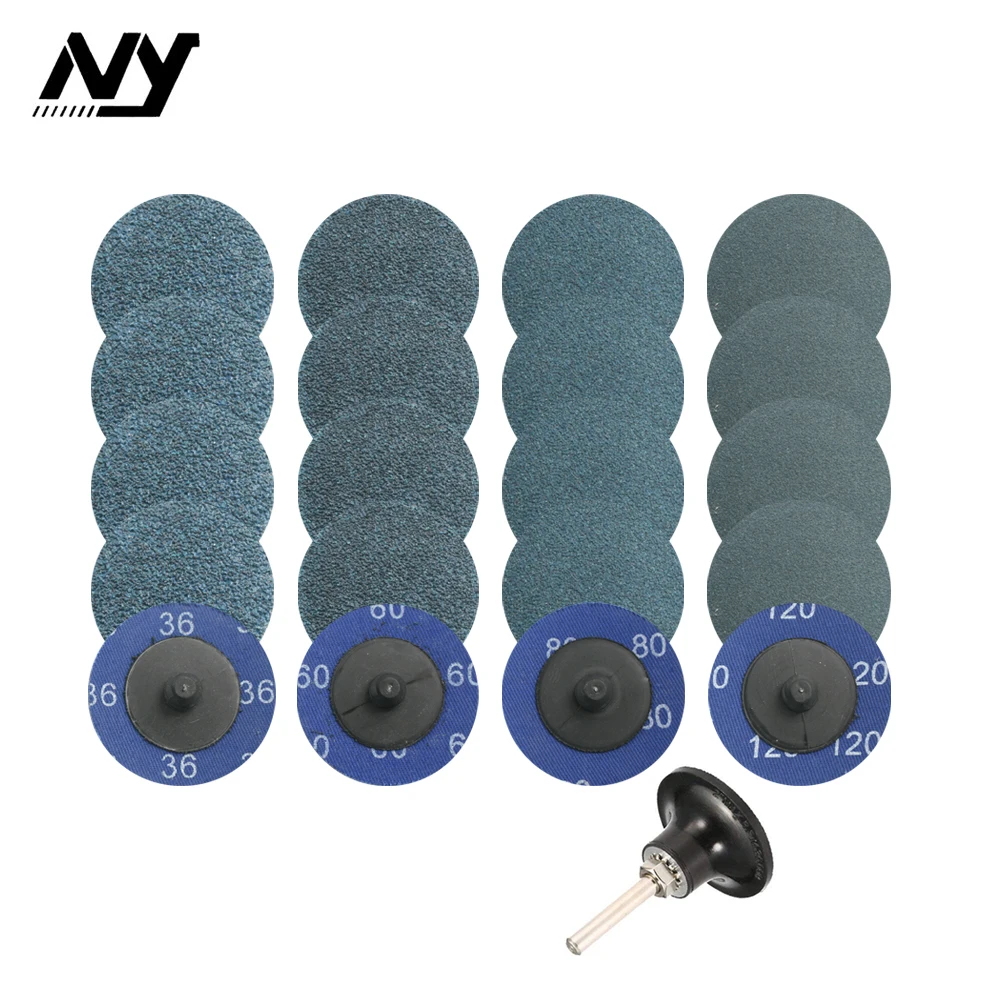 
21 Pcs with 1/4 inch Tray Holder Backup Pad Zirconia Type 3 Disc TR Roll on off Disc Attachment Coated Quick Change Disc 