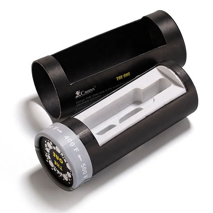 Custom Electronic Cigarette Filter Paper Tube Gift Cylinder Cardboard Packaging Box With Rotate Open Window