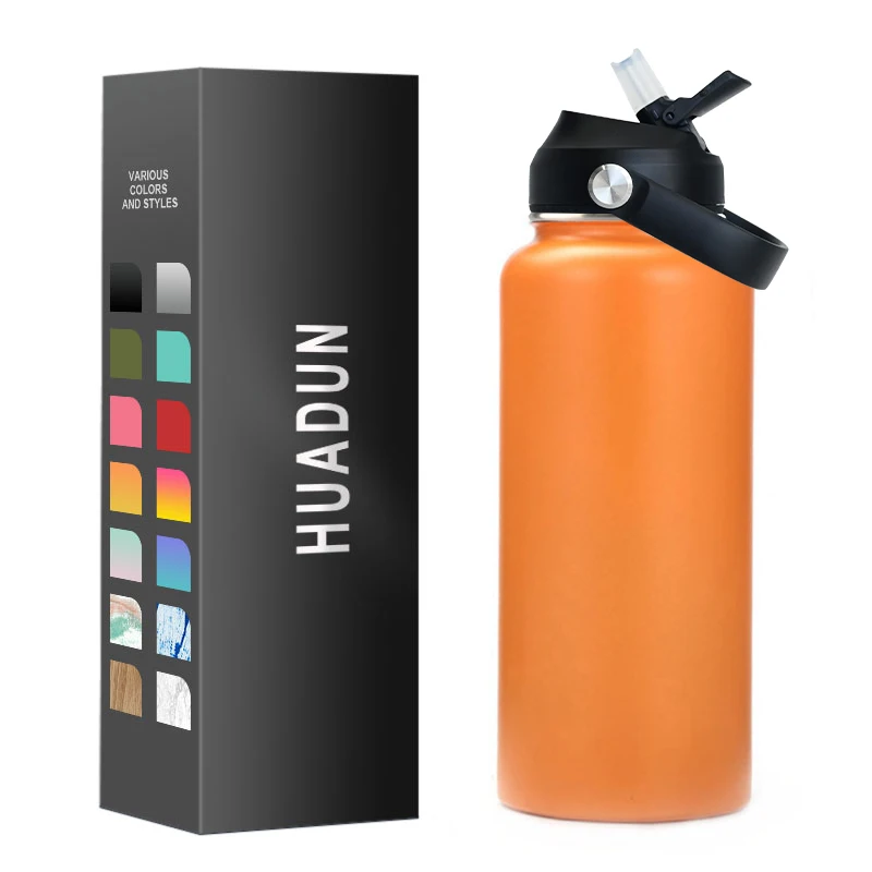 OEM 32 oz thermal vacuum water fitness leak proof stainless steel bpa free gym drinking water bottle with straw