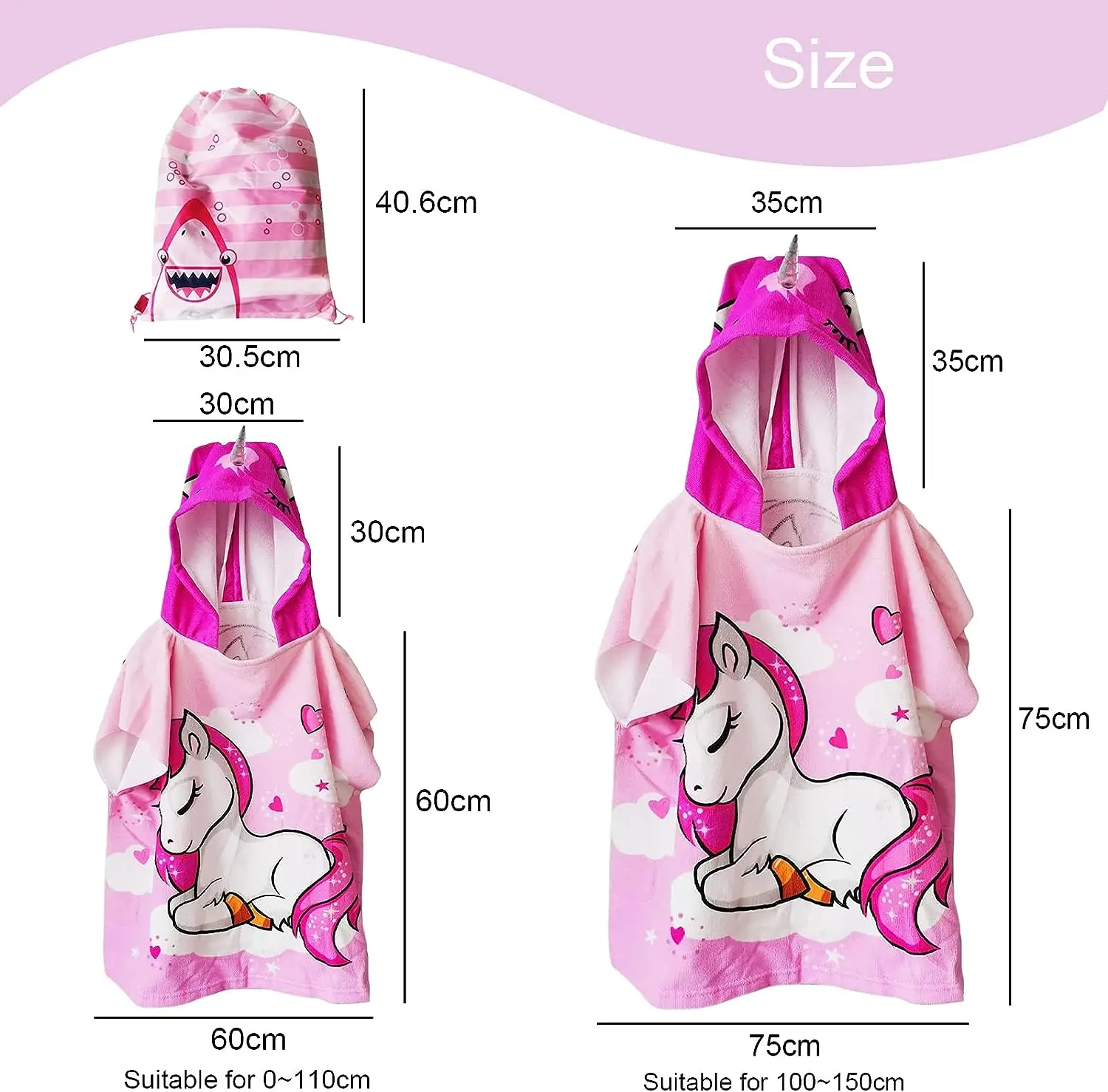 Hot Selling printing Custom Beach Swim Quick Drying Cartoon  Kids Poncho Children Hooded Beach Towel