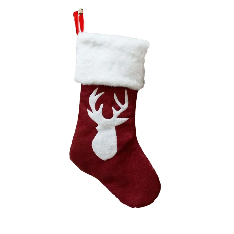 Christmas Stockings Socks Gift Candy Bag Christmas Decorations For Home New Year 2022 Deer Pocket Hanging Xmas Tree Ornament