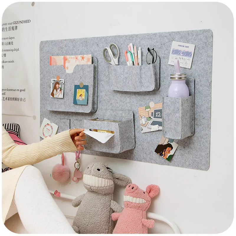 New fashion creative Wall-mounted living room wall storage dormitory home wall decoration self-adhesive felt organizer
