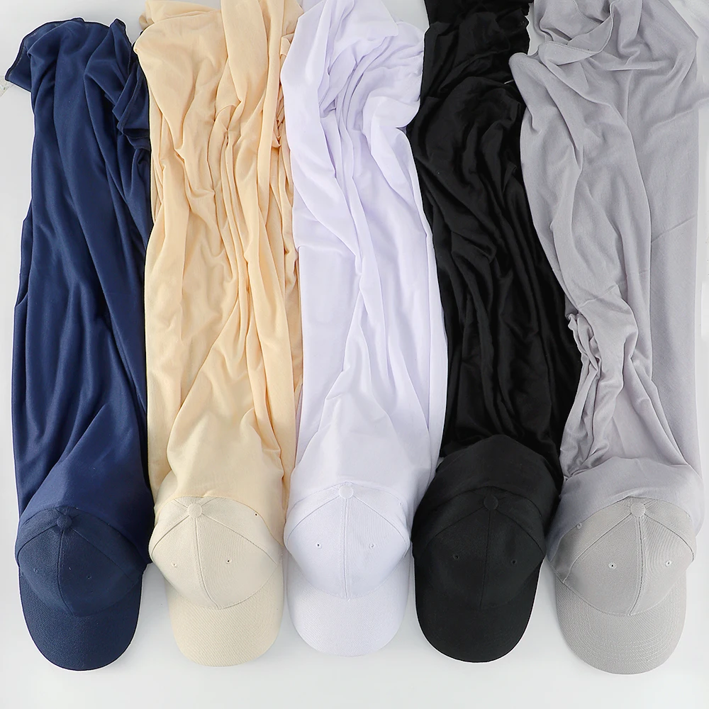 2022 Wholesale Supplier Ready To Wear Muslim Women Plain Shawl Instant Hijab With Baseball Cap Jersey Sport Hijab Scarf