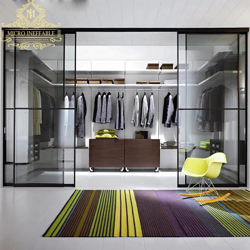 Modern Design Frameless Aluminum Sliding Door Double Soft Closing 8 Wheel Sliding Door